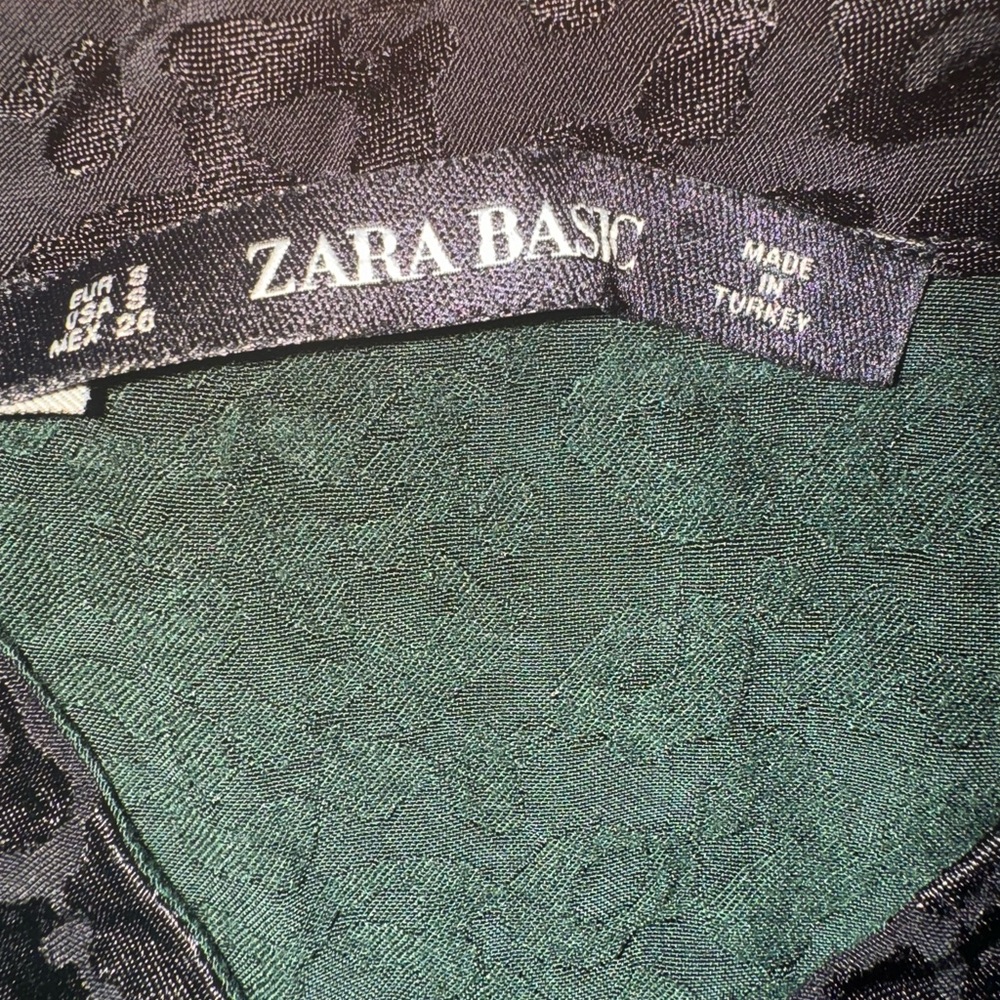 Zara Basic Dark Green Lace Top - image 5